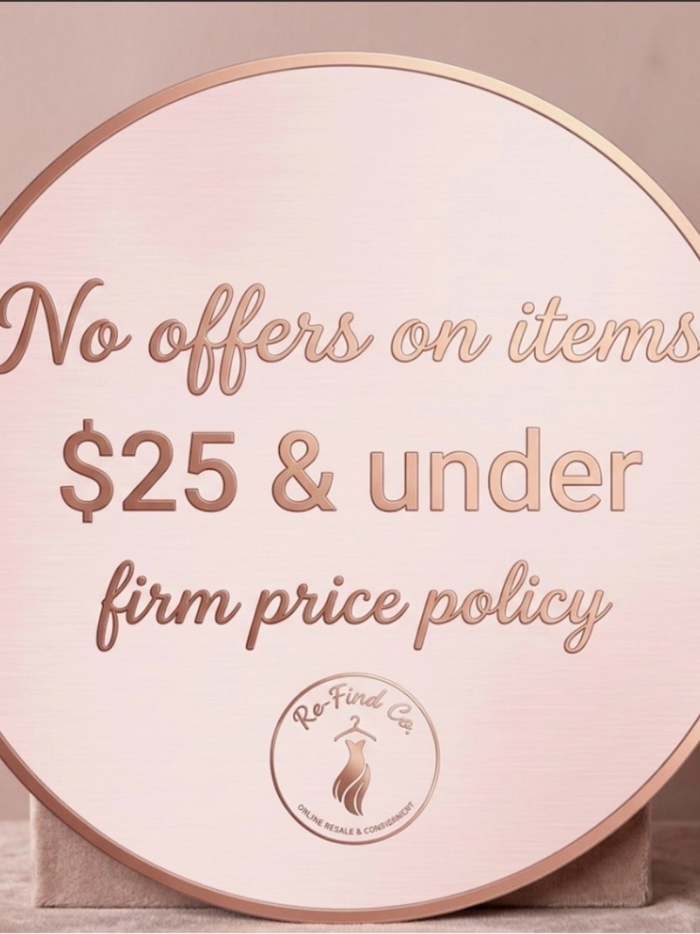 Firm Price Policy Sign - Rose Gold and Blush Pink